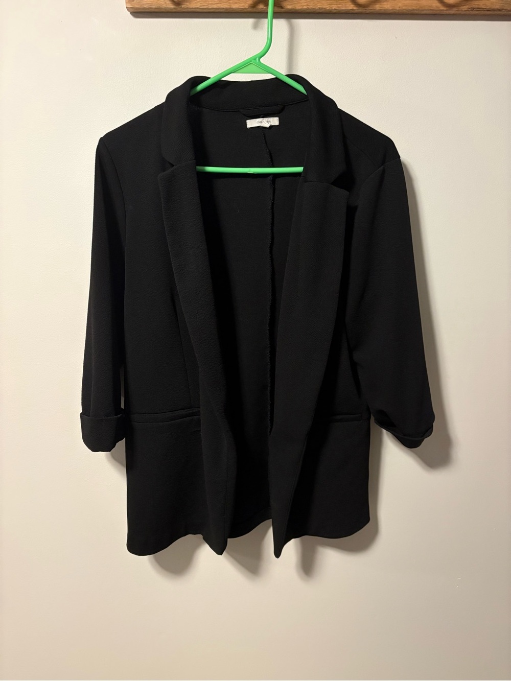 Maurices Versa Black 3/4 sleeve Open-Front Blazer